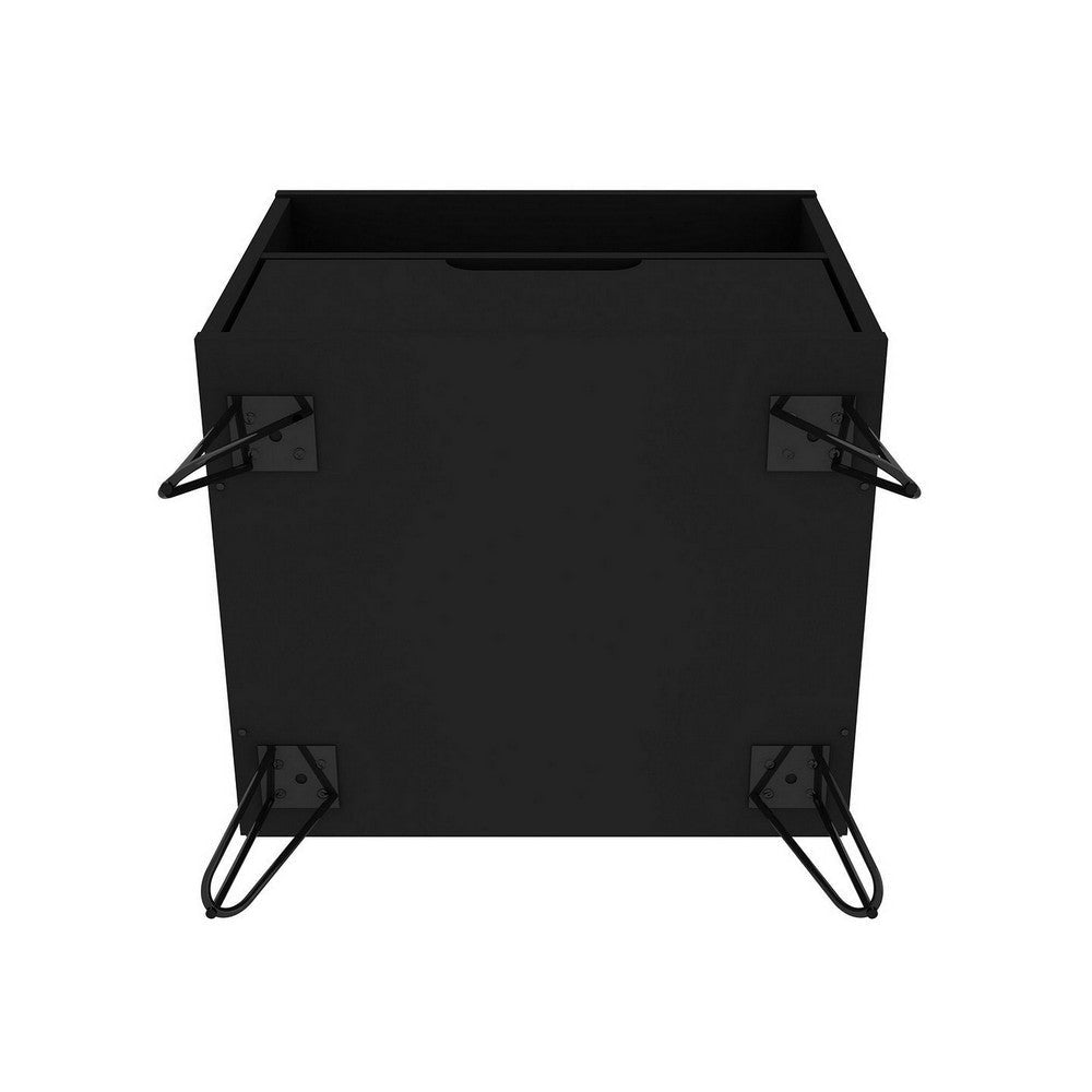 Rockefeller 1.0 Mid-Century- Modern Nightstand with 1-Drawer in Black MHC-101GMC2