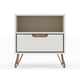 Rockefeller 1.0 Mid-Century- Modern Nightstand with 1-Drawer in Off White and Nature MHC-101GMC3