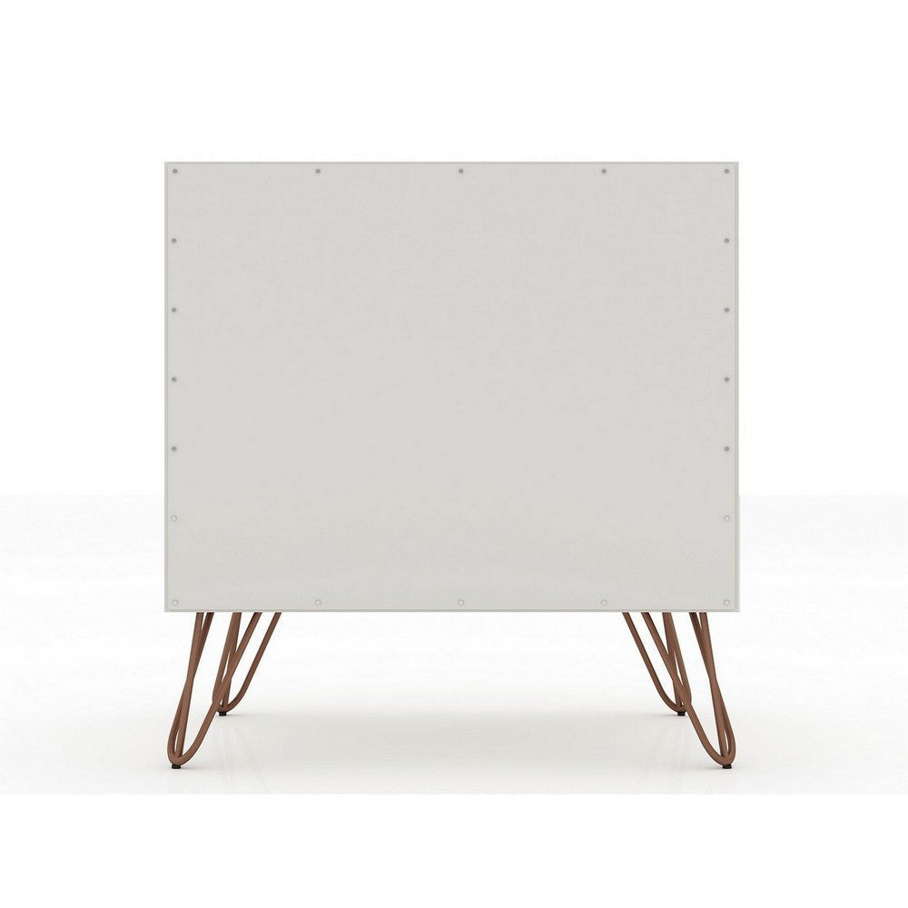 Rockefeller 1.0 Mid-Century- Modern Nightstand with 1-Drawer in Off White and Nature MHC-101GMC3