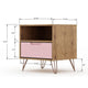 Rockefeller 1.0 Mid-Century- Modern Nightstand with 1-Drawer in Nature and Rose Pink MHC-101GMC6