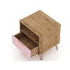 Rockefeller 1.0 Mid-Century- Modern Nightstand with 1-Drawer in Nature and Rose Pink MHC-101GMC6