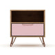 Rockefeller 1.0 Mid-Century- Modern Nightstand with 1-Drawer in Nature and Rose Pink