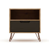 Rockefeller 1.0 Mid-Century- Modern Nightstand with 1-Drawer in Nature and Textured Grey