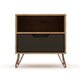 Rockefeller 1.0 Mid-Century- Modern Nightstand with 1-Drawer in Nature and Textured Grey