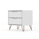 Rockefeller 2.0 Mid-Century- Modern Nightstand with 2-Drawer in White MHC-102GMC1