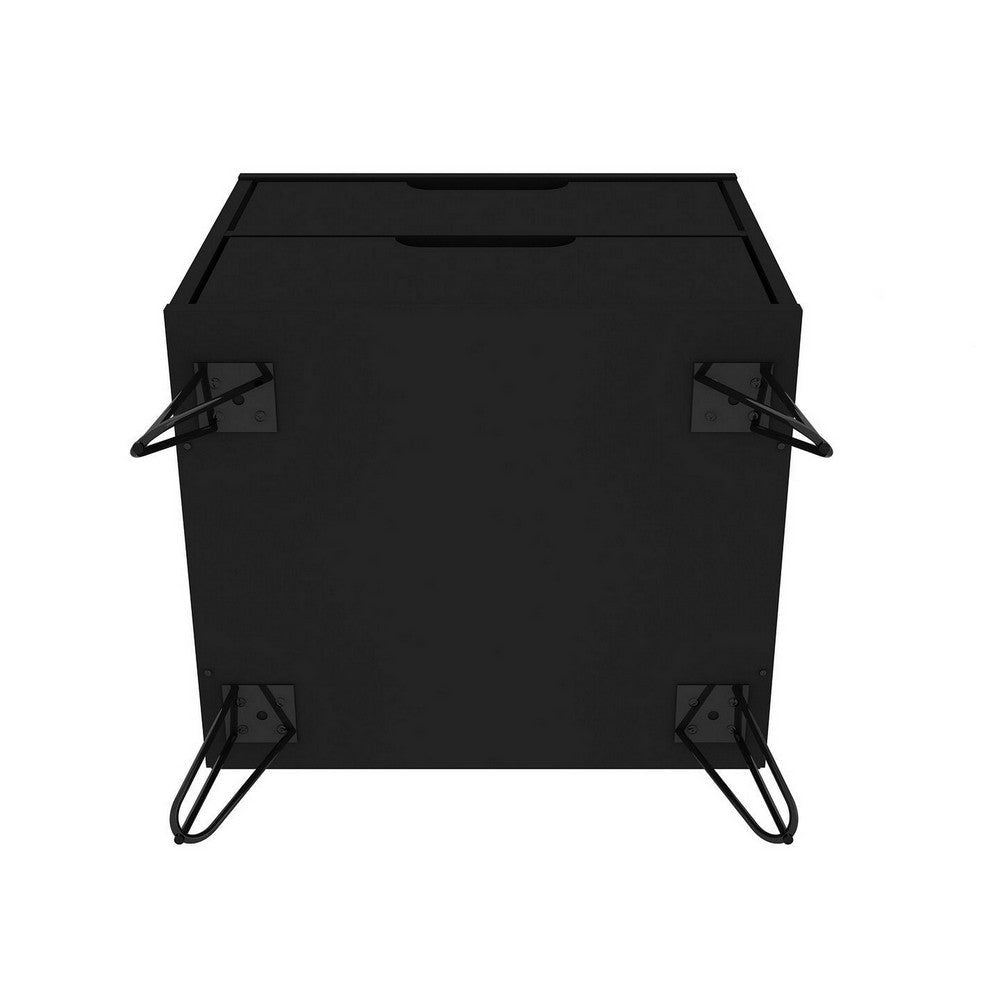 Rockefeller 2.0 Mid-Century- Modern Nightstand with 2-Drawer in Black MHC-102GMC2