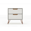 Rockefeller 2.0 Mid-Century- Modern Nightstand with 2-Drawer in Off White and Nature MHC-102GMC3