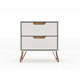 Rockefeller 2.0 Mid-Century- Modern Nightstand with 2-Drawer in Off White and Nature MHC-102GMC3