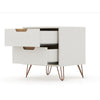 Rockefeller 2.0 Mid-Century- Modern Nightstand with 2-Drawer in Off White and Nature MHC-102GMC3