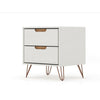 Rockefeller 2.0 Mid-Century- Modern Nightstand with 2-Drawer in Off White and Nature