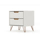 Rockefeller 2.0 Mid-Century- Modern Nightstand with 2-Drawer in Off White and Nature