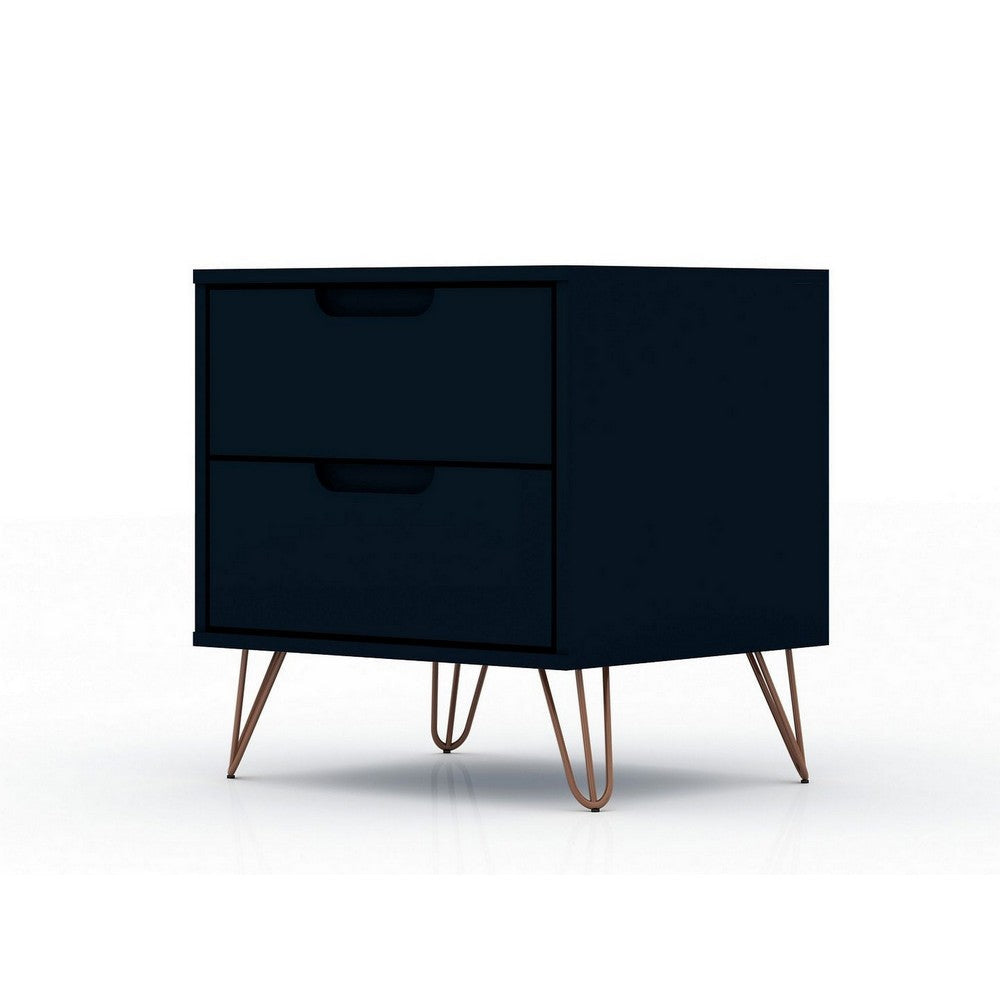 Rockefeller 2.0 Mid-Century- Modern Nightstand with 2-Drawer in Tatiana Midnight Blue MHC-102GMC4