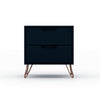 Rockefeller 2.0 Mid-Century- Modern Nightstand with 2-Drawer in Tatiana Midnight Blue