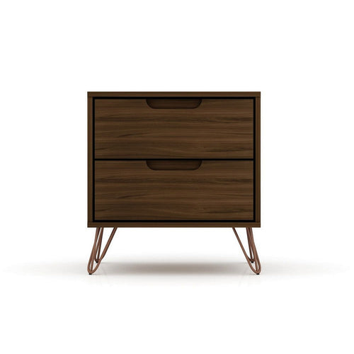 Rockefeller 2.0 Mid-Century- Modern Nightstand with 2-Drawer in Brown