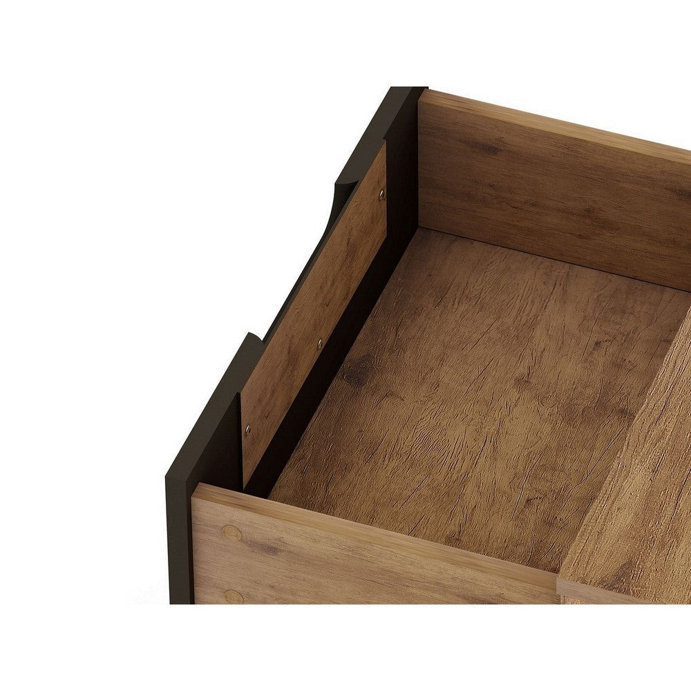 Rockefeller 2.0 Mid-Century- Modern Nightstand with 2-Drawer in Nature and Textured Grey MHC-102GMC7