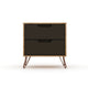 Rockefeller 2.0 Mid-Century- Modern Nightstand with 2-Drawer in Nature and Textured Grey