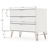Rockefeller Mid-Century- Modern Dresser with 3- Drawers in White MHC-103GMC1