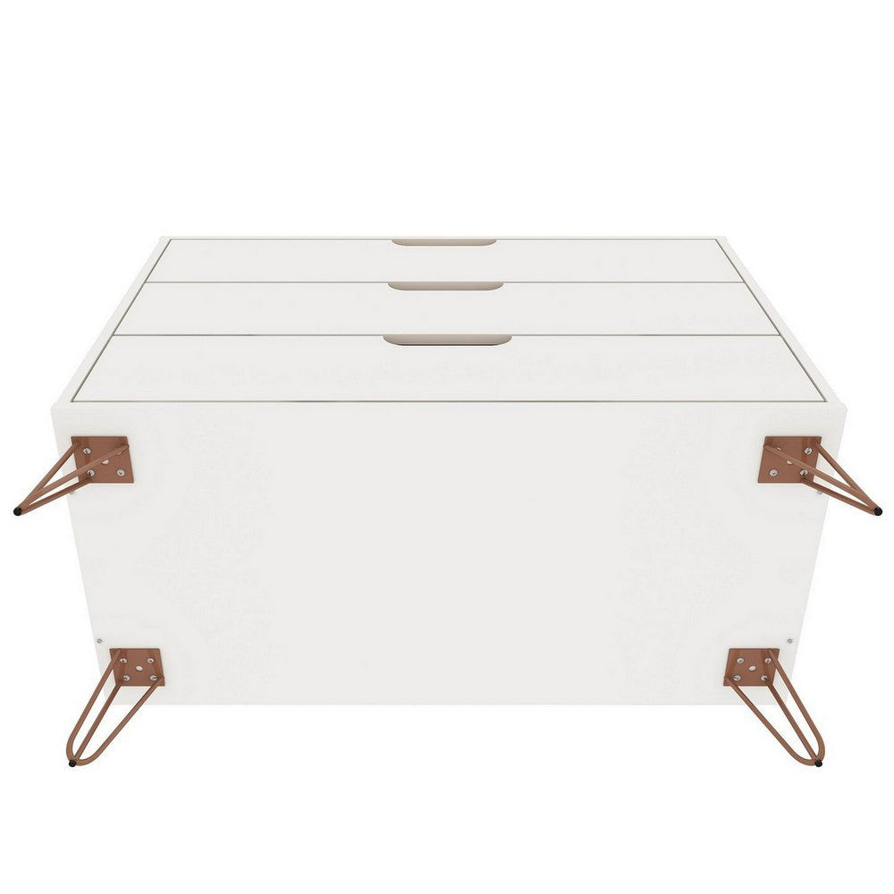 Rockefeller Mid-Century- Modern Dresser with 3- Drawers in White MHC-103GMC1