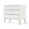 Rockefeller Mid-Century- Modern Dresser with 3- Drawers in White MHC-103GMC1
