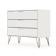 Rockefeller Mid-Century- Modern Dresser with 3- Drawers in White MHC-103GMC1