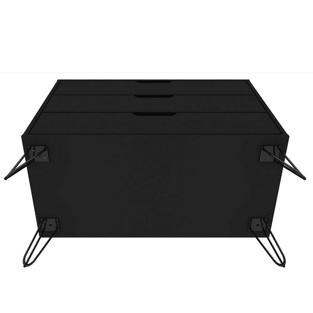 Rockefeller Mid-Century- Modern Dresser with 3- Drawers in Black MHC-103GMC2