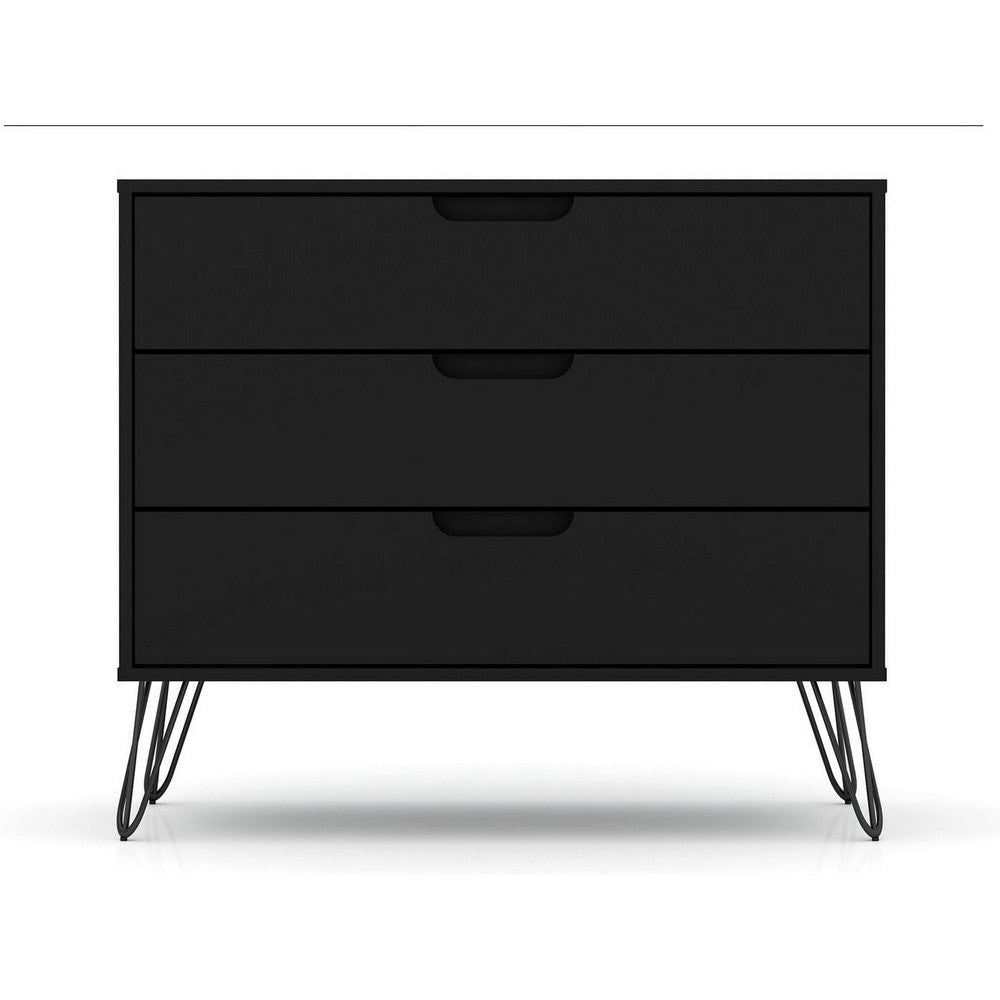 Rockefeller Mid-Century- Modern Dresser with 3- Drawers in Black