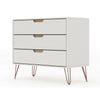 Rockefeller Mid-Century- Modern Dresser with 3- Drawers in Off White and Nature