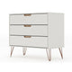 Rockefeller Mid-Century- Modern Dresser with 3- Drawers in Off White and Nature