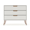 Rockefeller Mid-Century- Modern Dresser with 3- Drawers in Off White and Nature MHC-103GMC3