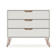 Rockefeller Mid-Century- Modern Dresser with 3- Drawers in Off White and Nature MHC-103GMC3