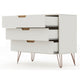 Rockefeller Mid-Century- Modern Dresser with 3- Drawers in Off White and Nature MHC-103GMC3