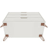 Rockefeller Mid-Century- Modern Dresser with 3- Drawers in Off White and Nature MHC-103GMC3