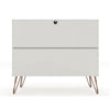 Rockefeller Mid-Century- Modern Dresser with 3- Drawers in Off White and Nature MHC-103GMC3