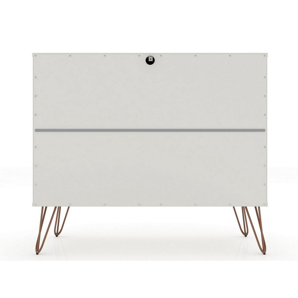 Rockefeller Mid-Century- Modern Dresser with 3- Drawers in Off White and Nature MHC-103GMC3