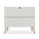 Rockefeller Mid-Century- Modern Dresser with 3- Drawers in Off White and Nature MHC-103GMC3