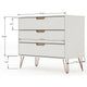 Rockefeller Mid-Century- Modern Dresser with 3- Drawers in Off White and Nature MHC-103GMC3