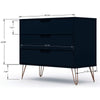 Rockefeller Mid-Century- Modern Dresser with 3- Drawers in Tatiana Midnight Blue MHC-103GMC4