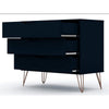 Rockefeller Mid-Century- Modern Dresser with 3- Drawers in Tatiana Midnight Blue MHC-103GMC4