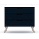 Rockefeller Mid-Century- Modern Dresser with 3- Drawers in Tatiana Midnight Blue