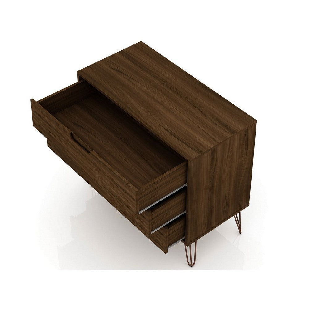 Rockefeller Mid-Century- Modern Dresser with 3- Drawers in Brown MHC-103GMC5