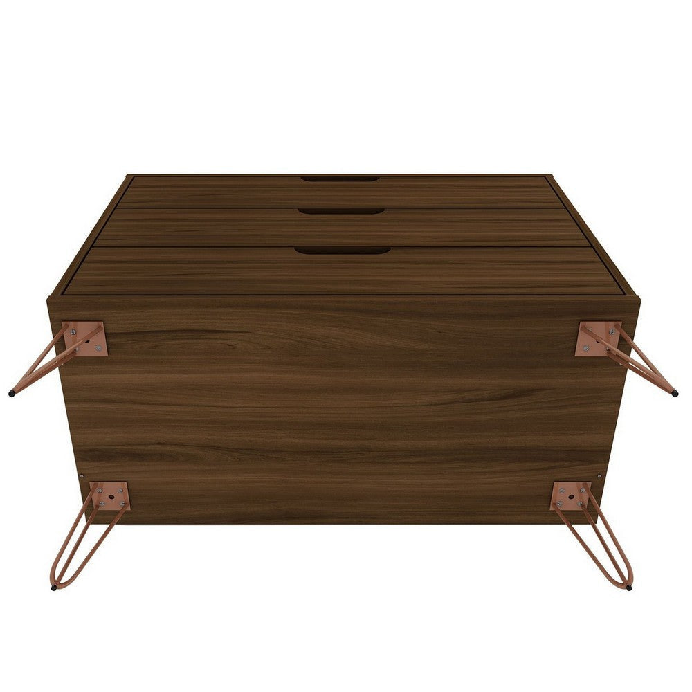 Rockefeller Mid-Century- Modern Dresser with 3- Drawers in Brown MHC-103GMC5