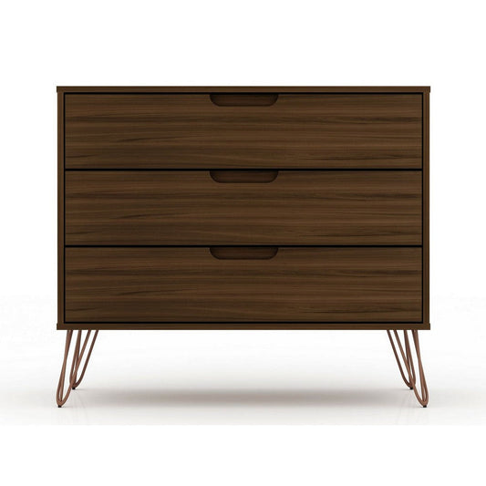 Rockefeller Mid-Century- Modern Dresser with 3- Drawers in Brown