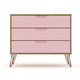 Rockefeller Mid-Century- Modern Dresser with 3- Drawers in Nature and Rose Pink