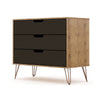 Rockefeller Mid-Century- Modern Dresser with 3- Drawers in Nature and Textured Grey MHC-103GMC7