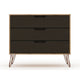 Rockefeller Mid-Century- Modern Dresser with 3- Drawers in Nature and Textured Grey