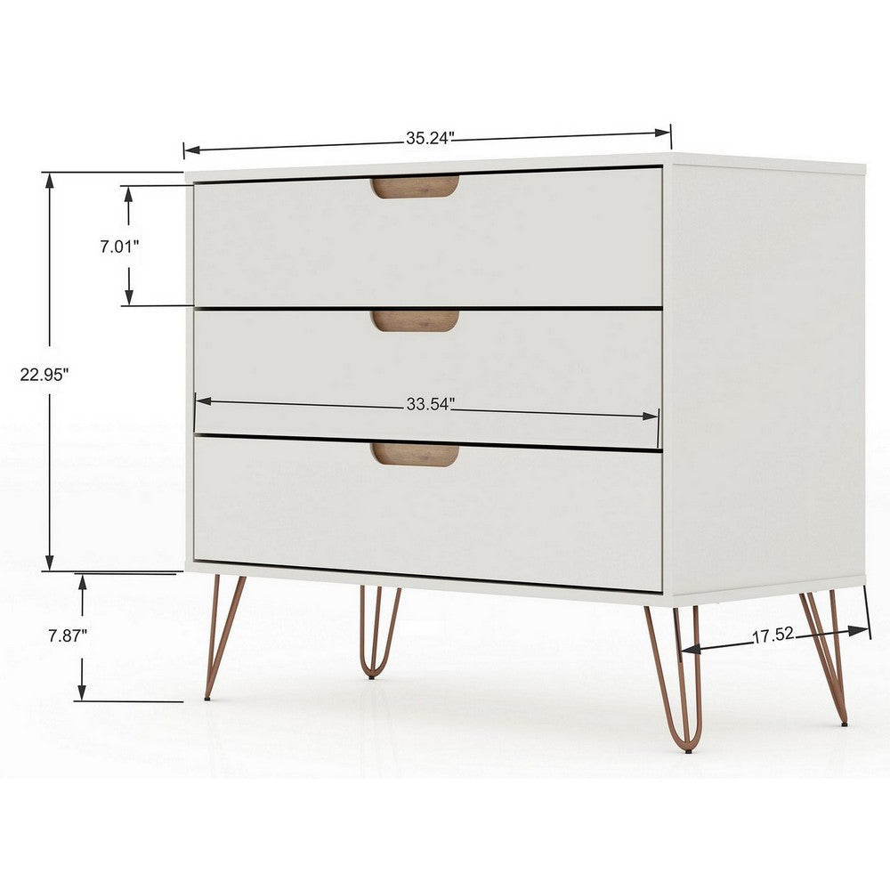 Rockefeller Mid-Century- Modern Dresser with 3- Drawers in MHC-103GMC8