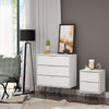 Rockefeller Mic Century- Modern Dresser and Nightstand with Drawers- Set of 2 in White