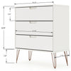 Rockefeller Mic Century- Modern Dresser and Nightstand with Drawers- Set of 2 in White MHC-104GMC1