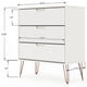 Rockefeller Mic Century- Modern Dresser and Nightstand with Drawers- Set of 2 in White MHC-104GMC1