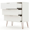 Rockefeller Mic Century- Modern Dresser and Nightstand with Drawers- Set of 2 in White MHC-104GMC1